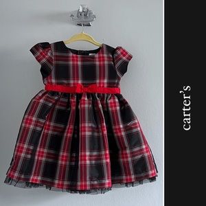 Carter’s Plaid Holiday Christmas Dress in Black & Red • 9M